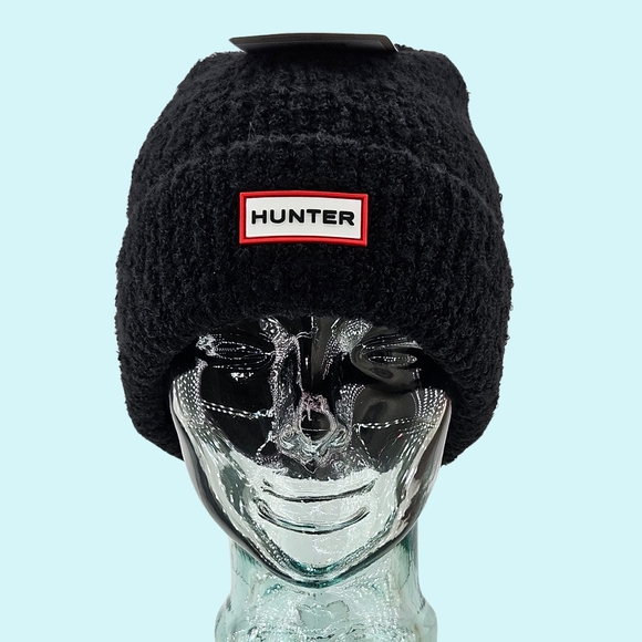 Hunter Hat Beanie Black Texture Cuffed Knit Logo Outdoor Cottagecore Christmas
